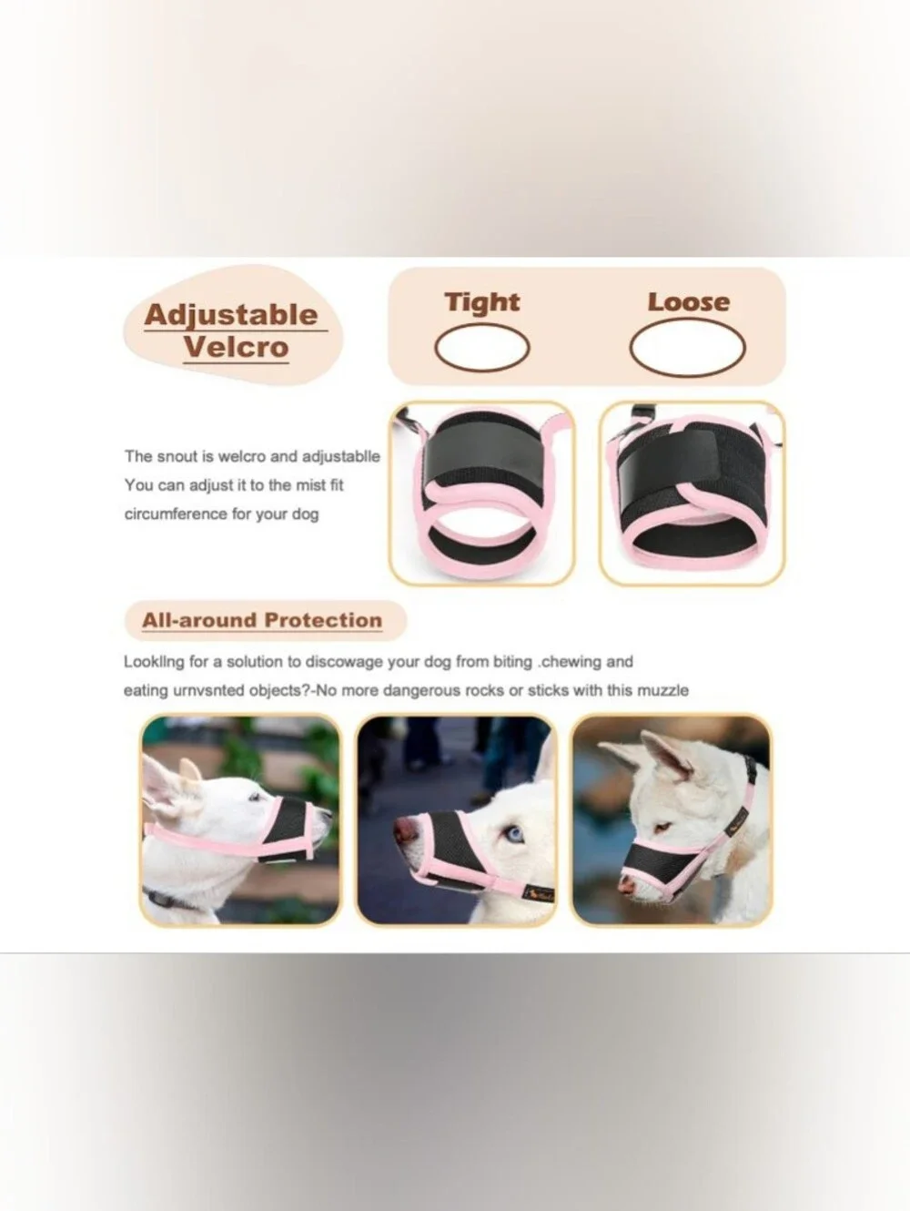 HEELE Dog 🐶 Soft Muzzle Pink 🩷 Size XL